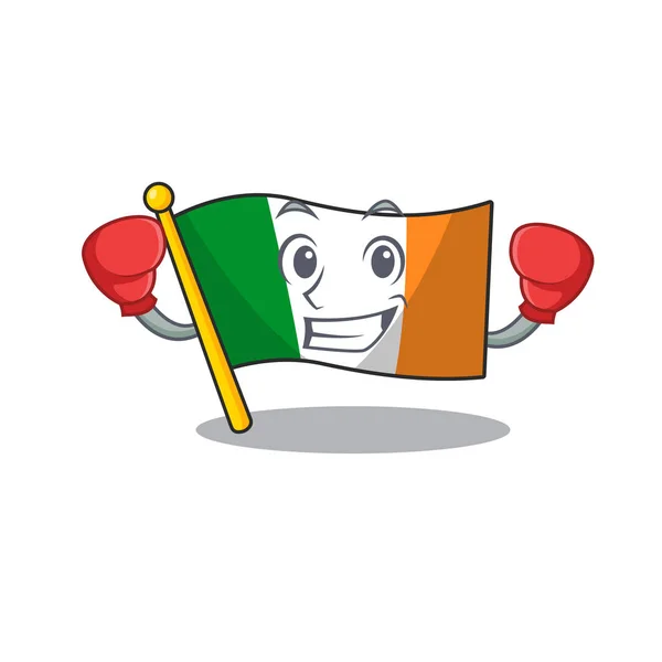 İrlanda boks bayrağı karikatürle izole edilmiş. — Stok Vektör