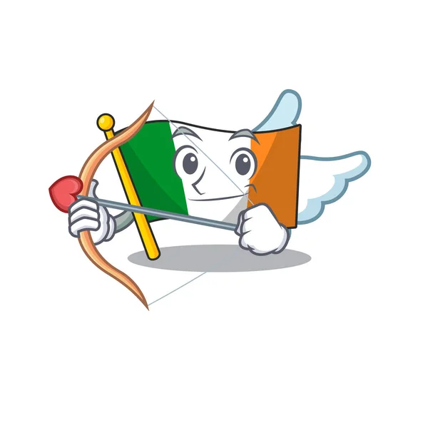 Aşk tanrısı İrlanda bayrağı çizgi filmle izole edilmiş. — Stok Vektör