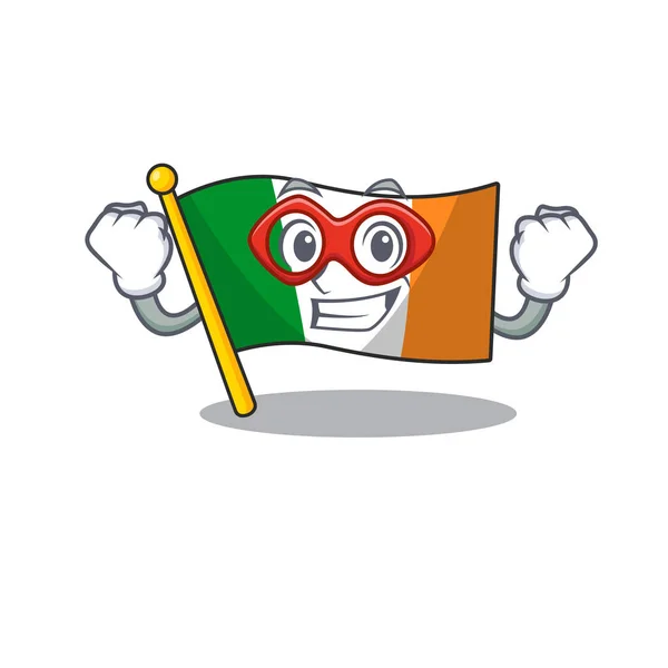 Süper kahraman bayrağı İrlanda karikatür direğinin üzerine çekildi. — Stok Vektör