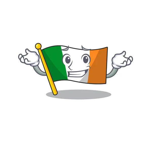 Sırıtan İrlanda bayrağı karikatür direğinin üstüne asıldı — Stok Vektör