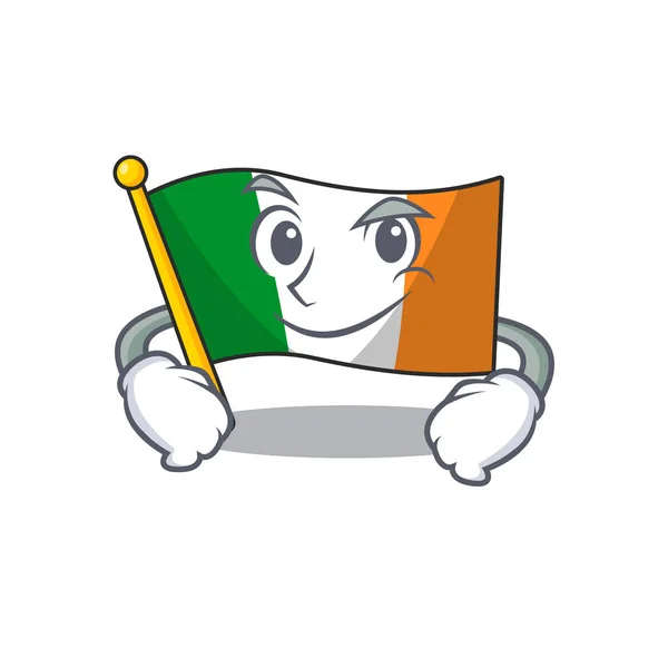Sırıtan İrlanda bayrağı karikatür direğinin üstüne asıldı — Stok Vektör