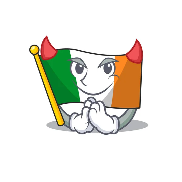 Devil bandeira irlanda armazenado na gaveta mascote — Vetor de Stock