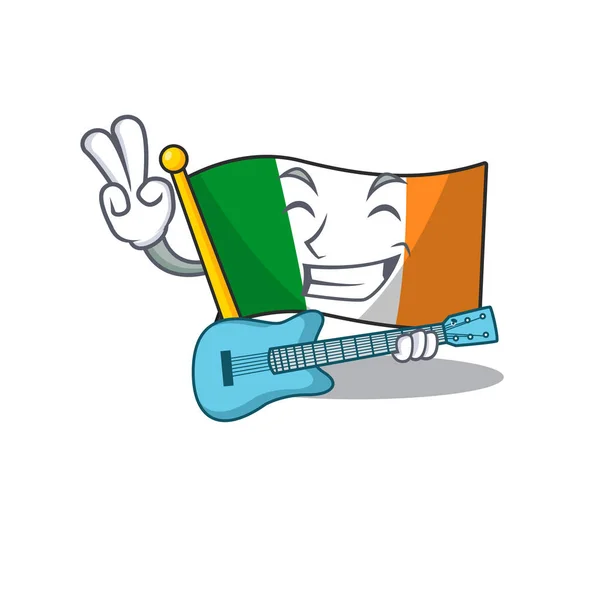 Med gitarr flagga ireland lagras i maskot låda — Stock vektor