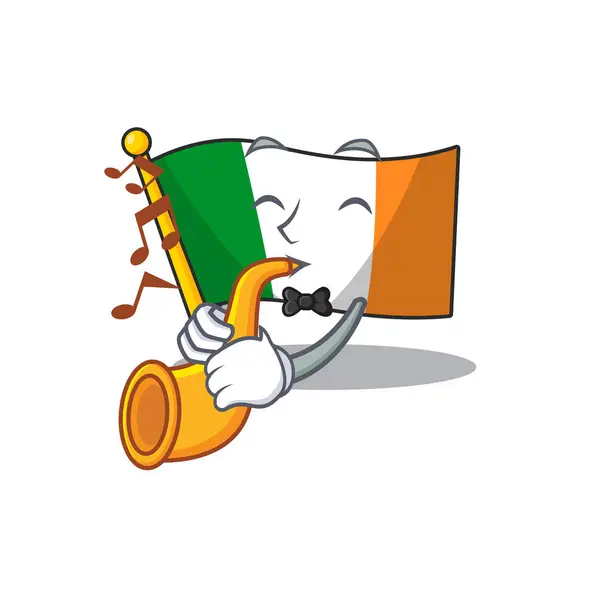 Avec drapeau trompette ireland stocké dans le tiroir de la mascotte — Image vectorielle