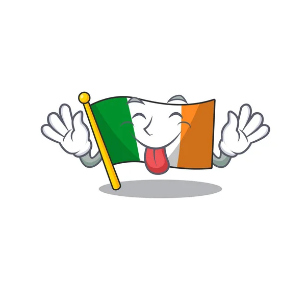 Lengua hacia fuera bandera ireland mascota la forma del personaje — Archivo Imágenes Vectoriales