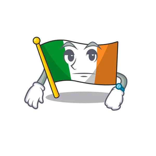 Bekleyen bayrak İrlanda maskotu karakter şekli — Stok Vektör