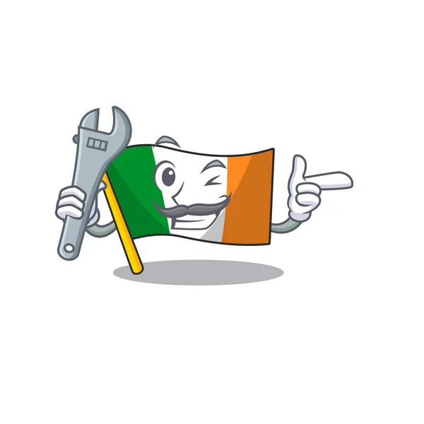Mekanik bayrak İrlanda maskotu karakter şekli — Stok Vektör
