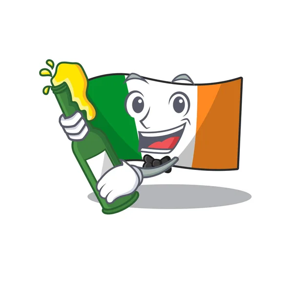Med öl flagga Irland maskot karaktär form — Stock vektor