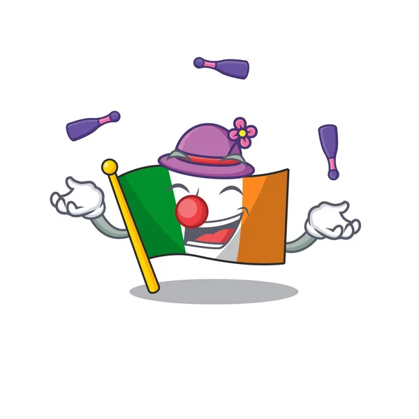 Drapeau de jonglerie ireland mascotte la forme du personnage — Image vectorielle