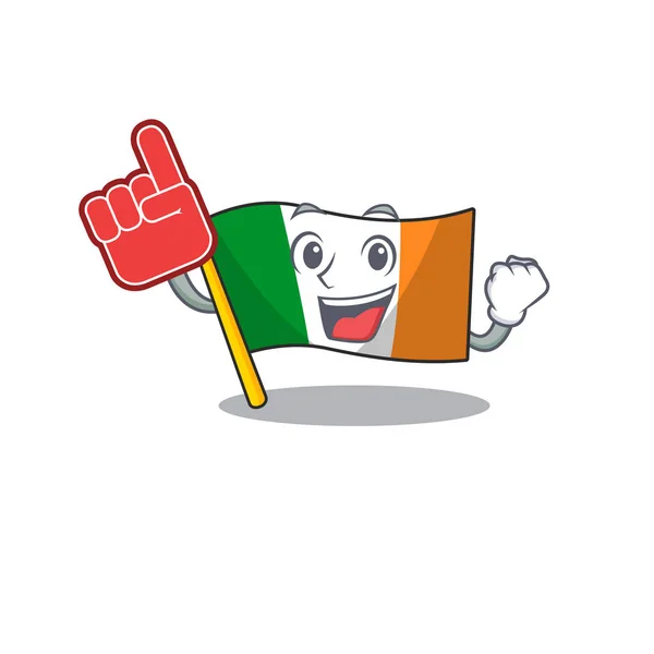 Espuma dedo bandeira irlandês mascote a forma do personagem —  Vetores de Stock