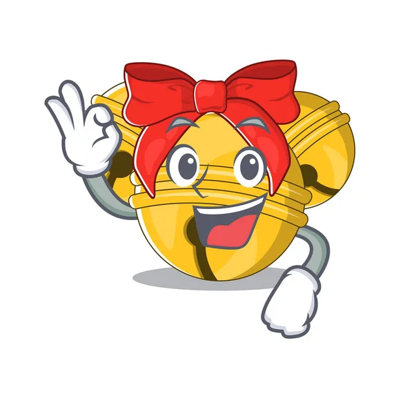 Okay Jingle bell cartoon isolated with mascot — Stock Vector