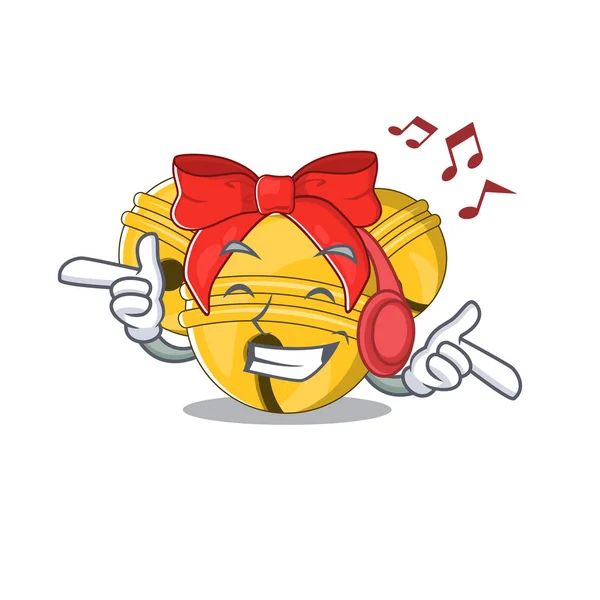 Écouter de la musique Cloche de jingle dans la forme du personnage — Image vectorielle