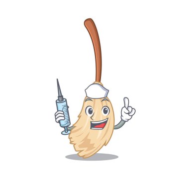 Hemşire süpürgesi çizgi film şeklinde.