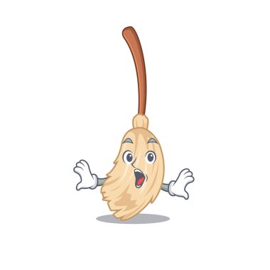 Surprised broom isolated in on the mascot clipart