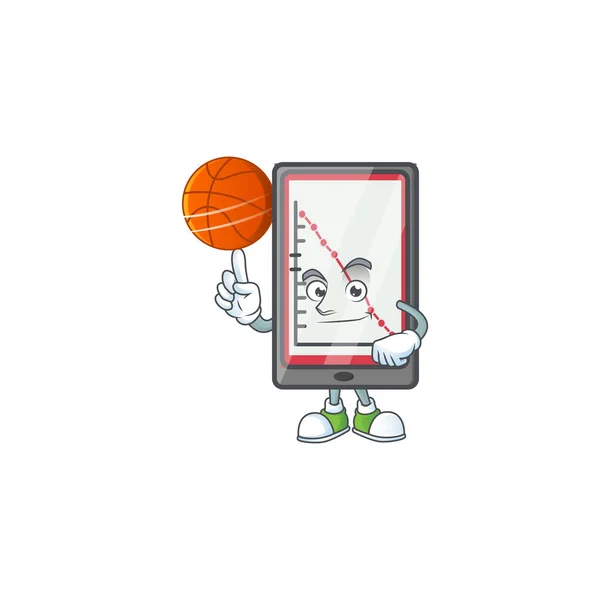 S basketbalovým dolů graf vertikální styl tabletu. — Stockový vektor