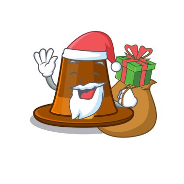 Hediye masasında gezgin şapkası olan Noel Baba.