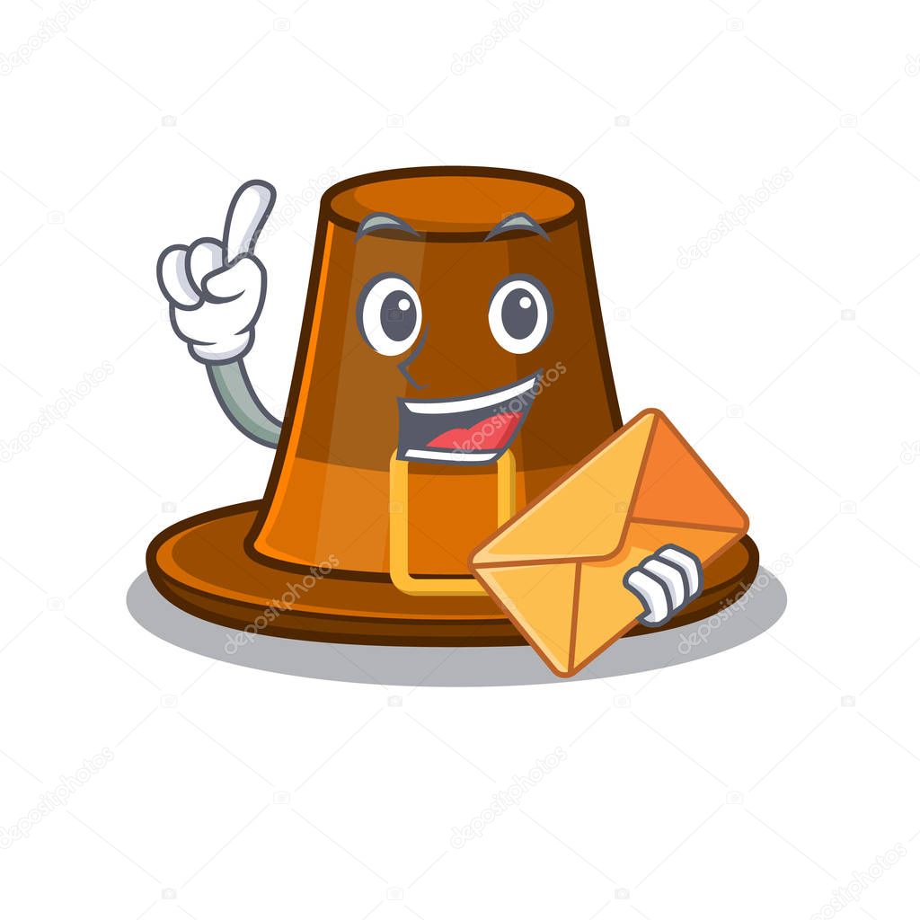 With envelope pilgrims hat isolated with the cartoon vector illustration