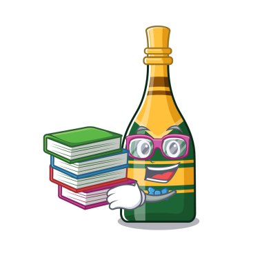 Çizgi film şeklinde şampanya şişesi olan öğrenci.