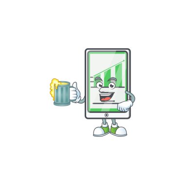 With juice up chart vertical tablet on white background