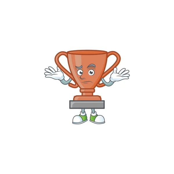 Copa sonriente trofeo de bronce para ganar la colección . — Vector de stock