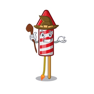Cadı havai fişek maskotu çizgi film şeklinde