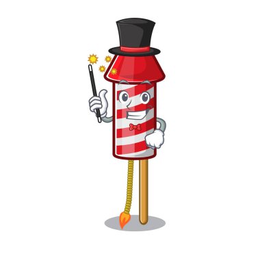 Sihirbaz havai fişekler çizgi filmde fırlatılıyor.