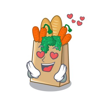 Karakterle izole edilmiş bir alışveriş poşetinde.