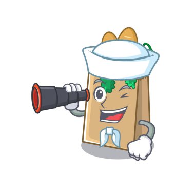 Karakterle izole edilmiş dürbünlü bir denizci.