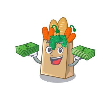 Para çantası ile market çantası karakterle izole