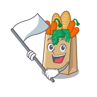 Çizgi film çekmecesinde depolanmış bayrak bakkal torbasıyla