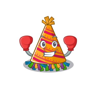 Çizgi filmde izole edilmiş boks partisi şapkası karakteri