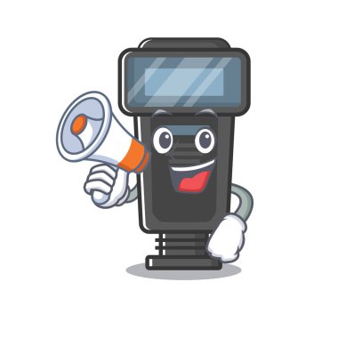 Çizgi film şeklinde megafon flaşlı fotoğraf makinesiyle