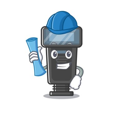 Mimari kamera flaşı maskotla izole edilmiş.