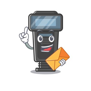 Maskotla izole edilmiş zarf kamera flaşı ile