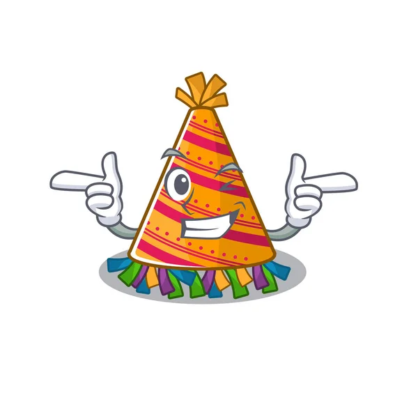 Wink chapéu de festa com no desenho animado —  Vetores de Stock