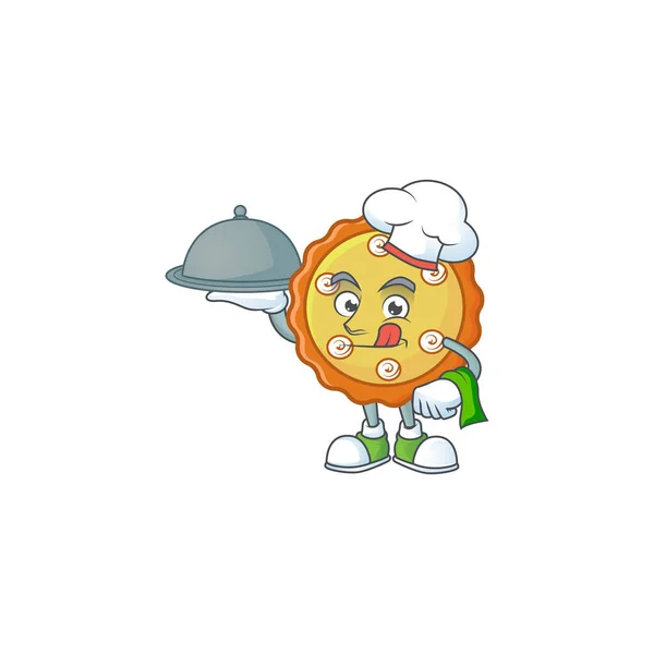 Шеф-повар с яблочным пирогом в форме персонажа мультфильма — стоковый вектор