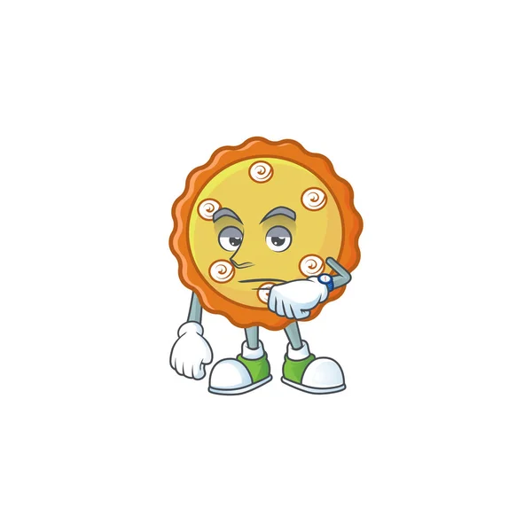 Esperando personagem de desenho animado de torta de maçã com mascote — Vetor de Stock