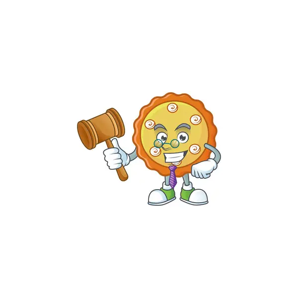 Juiz personagem de desenho animado de torta de maçã com mascote — Vetor de Stock