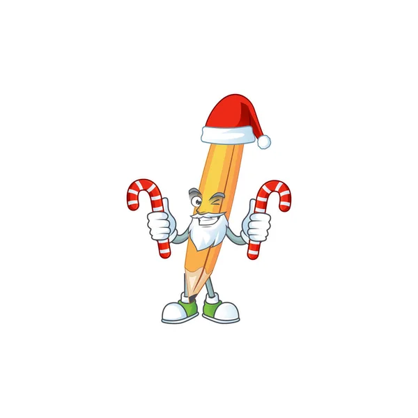 Santa con lápiz de caramelo aislado sobre un fondo blanco . — Vector de stock