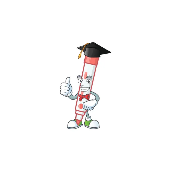 Ícone de graduação vermelho marcador placa branca com mascote —  Vetores de Stock