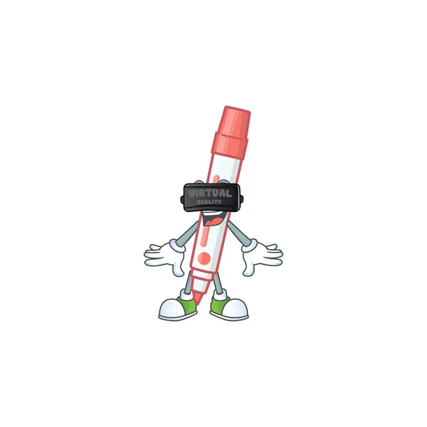 Virtual reality red white board marker the character — Stock vektor