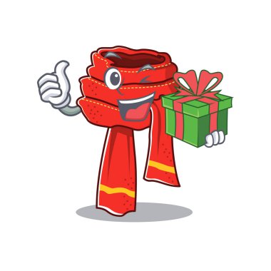 Hediye eşarp karikatürü ve karakter şekli.