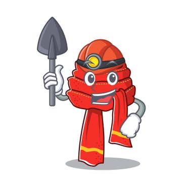 Karakter şekilli bir madenci eşarbı karikatürü