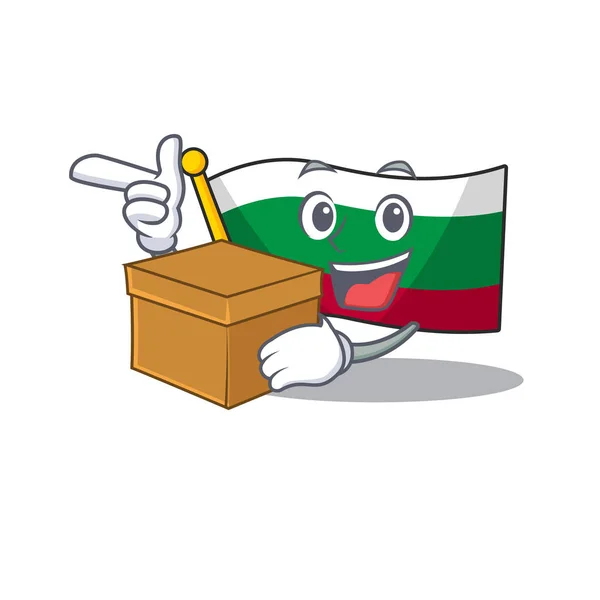 Avec pavillon de la boîte bulgare isolé dans le caractère — Image vectorielle