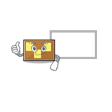 Çizgi film şekilli ilan panosuyla başparmağınızı kaldırın.