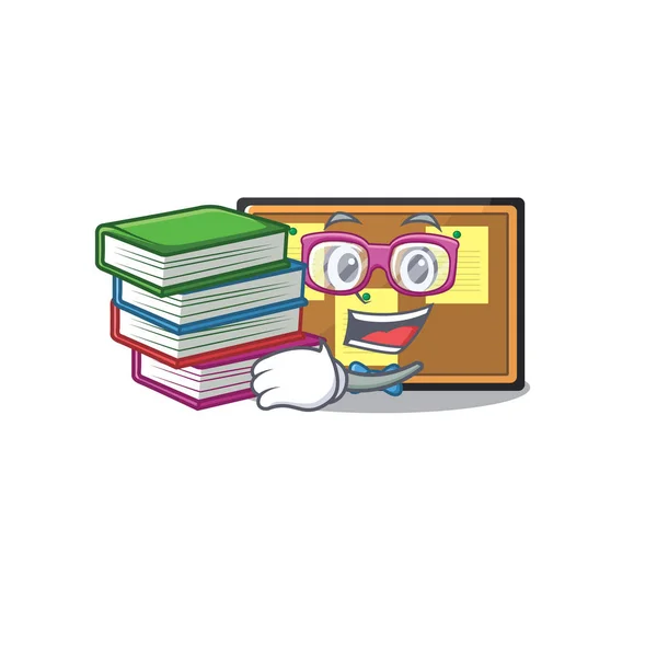 Студент з книжковою дошкою іграшок на мультфільмі — стоковий вектор