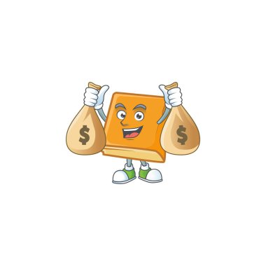 Kahvaltıda elinde para çantası maskotu olan mısır ekmeği..