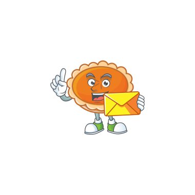 Zarf maskotu tasarımlı turta karikatürü.