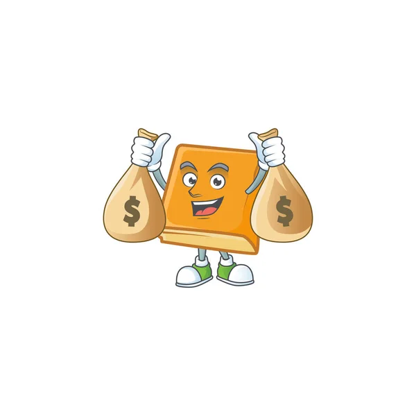 Pão de milho com segurando dinheiro saco mascote para ícone café da manhã . — Vetor de Stock