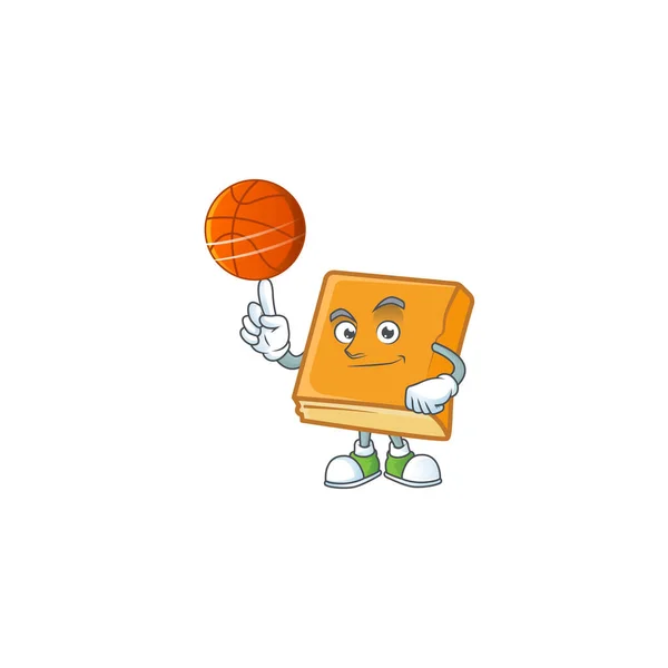 Cornbread with holding basketball mascot for icon breakfast. — Stock Vector